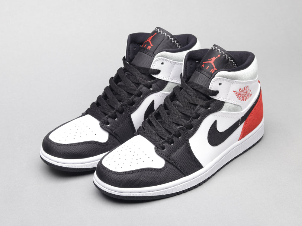 Air Jordan 1 Mid SE White Black Red Spruce (GS)